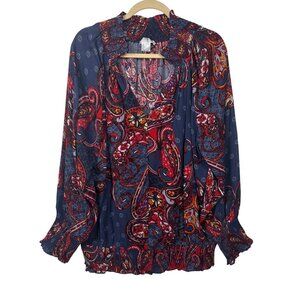 Lascana Venus L Paisley Print Blouse Top Tunic Oversized Slouchy Viscose Long Sl